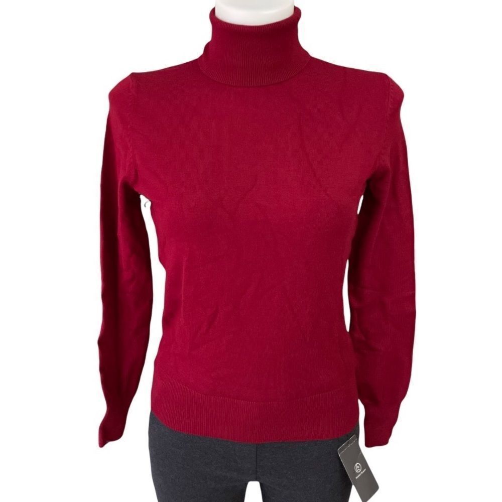 WOOLEN BLOOM WOMENS RED WINE KNITTED PULLOVER SWEATER TURTLENECK SOFT COZY SZ XS